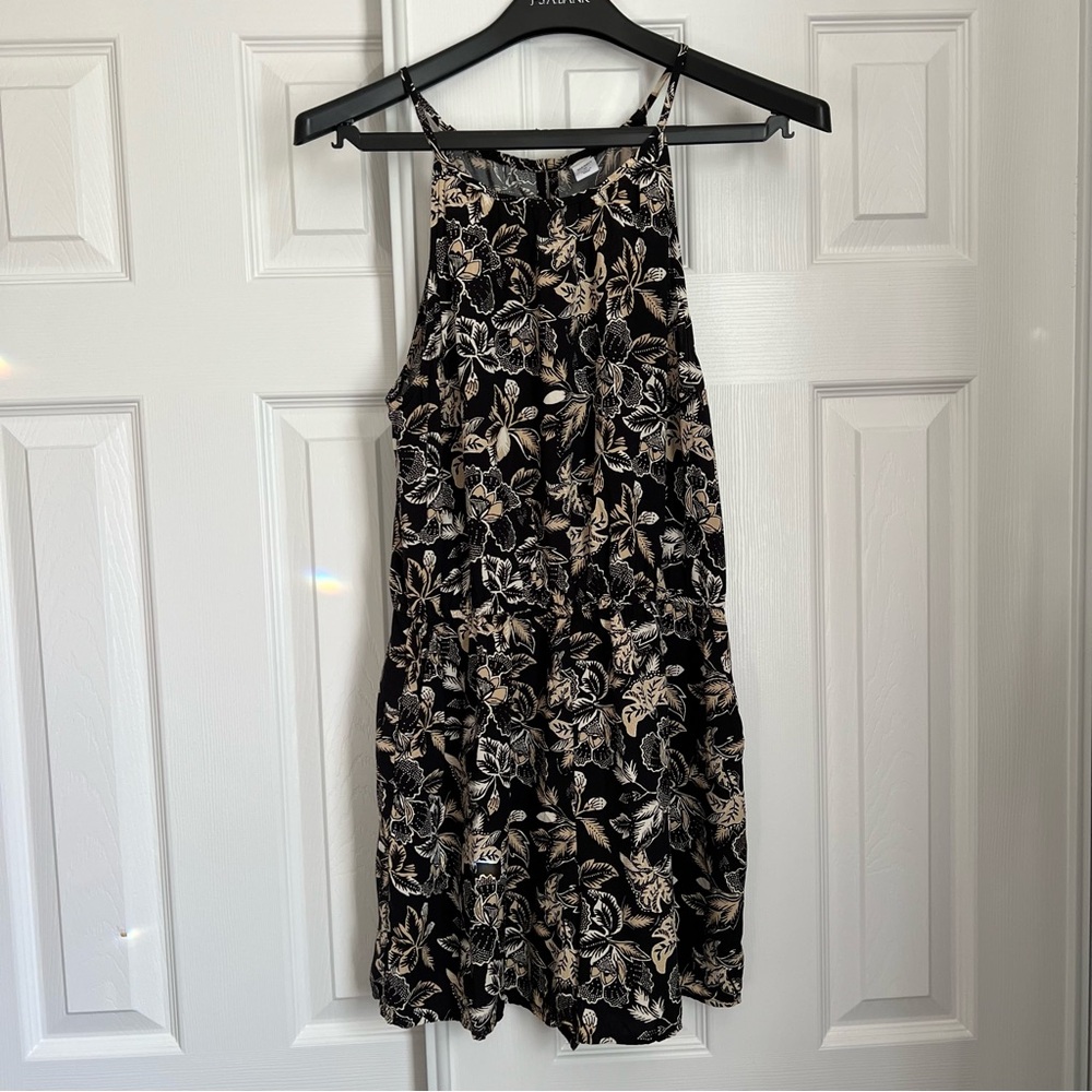 Floral Black and Cream Romper